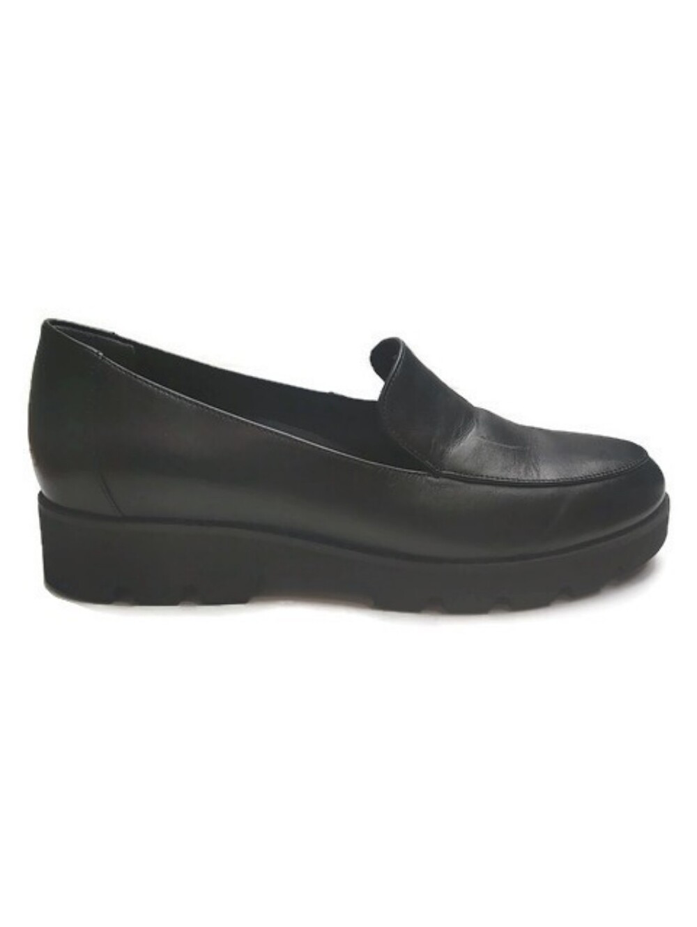 Vionic Kensley Black Leather Slip-On Lug Sole Vio-Motion Loafers Size 7 Wide